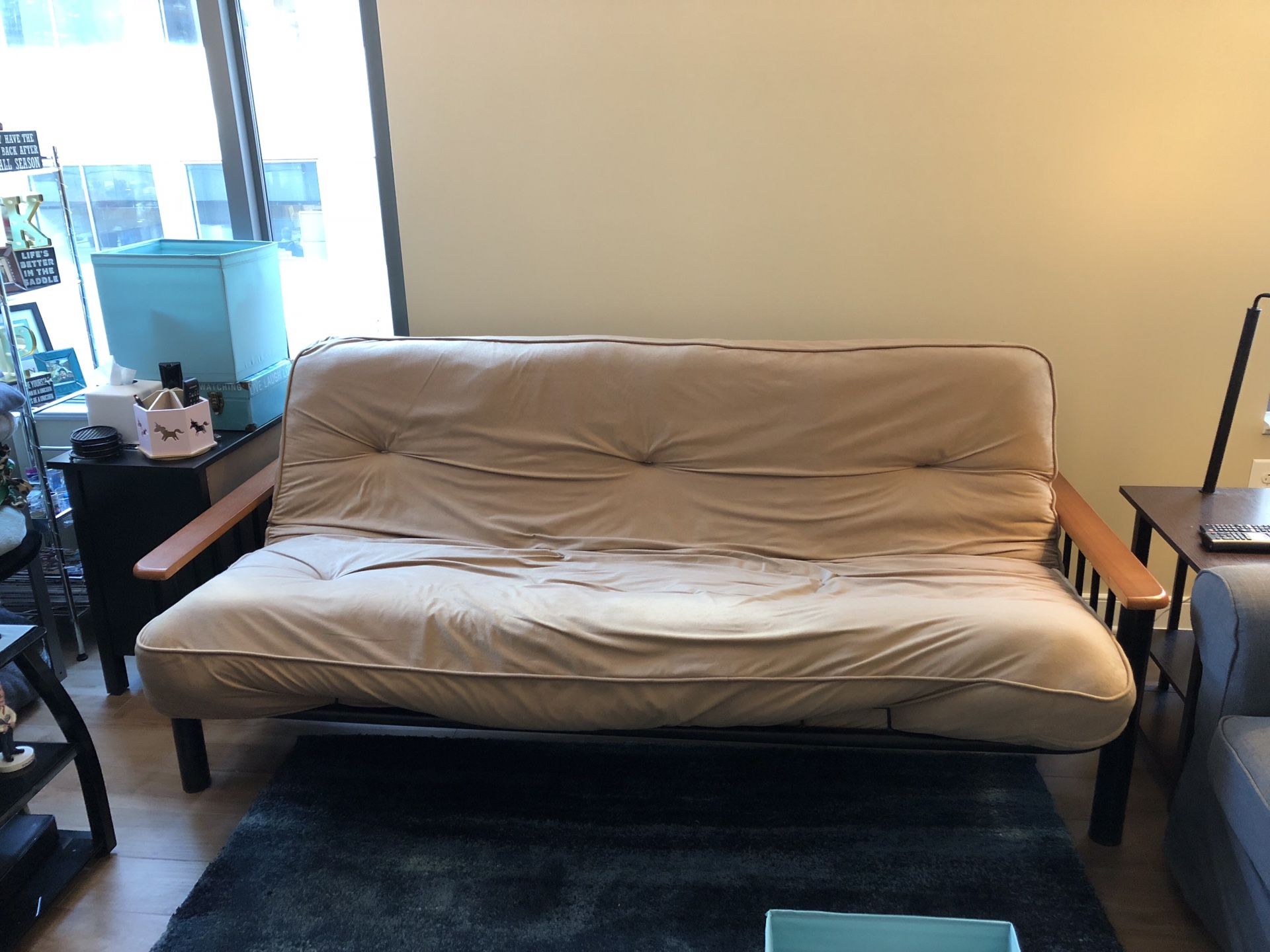 Used Futon (Cloth, Brown, Retractable Bed)