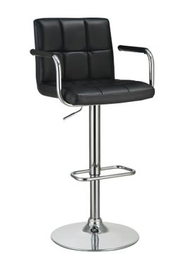 BRAND NEW BLACK ADJUSTABLE BAR STOOL BLACK LEATHERETTE CHROME FINISH