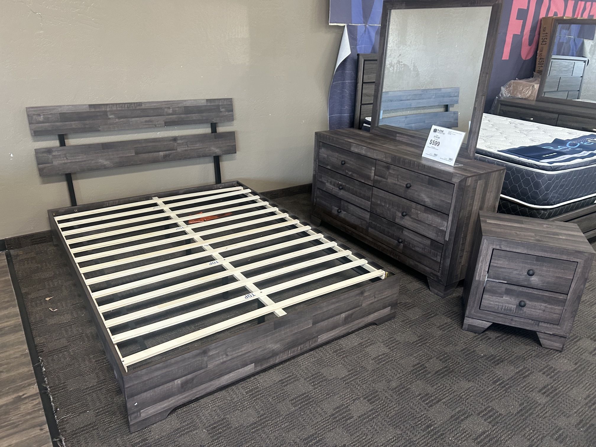 Brown Grey Queen Bedroom Set