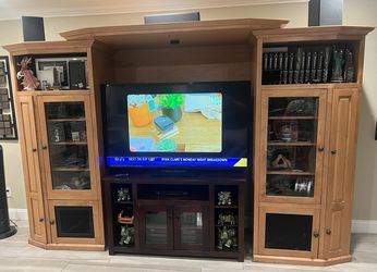 Elegant Pine Wood Entertainment Center
