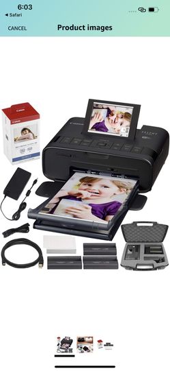 Canon SELPHY CP1300 Compact Photo Printer (Black) with WiFi w/Canon Color Ink and Paper Set + Case