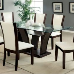 New 7pc Glass Table Set 