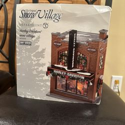 Dept 56 Snow village Harley Davidson Shop