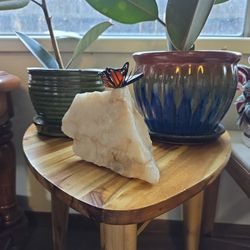 Clay Butterfly On Natural Quartz Stone Base  Handmade