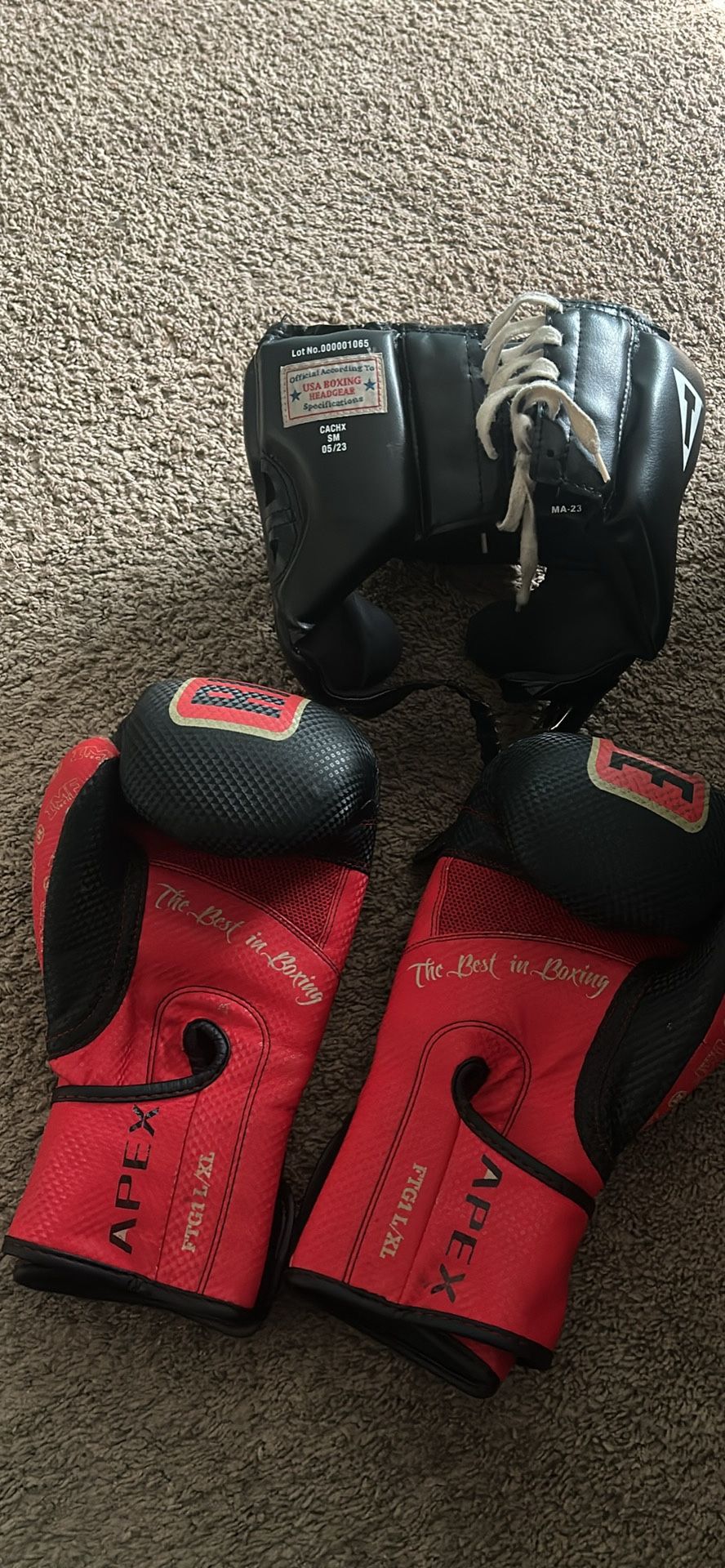 ring side gloves with title usa boxing approval head gear