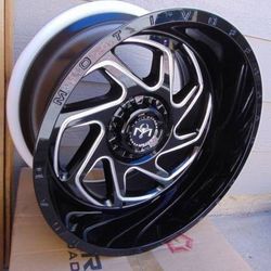 4 New 22X10 Black and Machined Motiv Rims 8X180 -19MM Offset