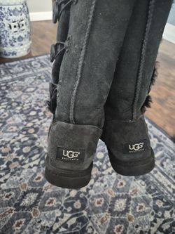UGG  Tall Black Suede Button Boots