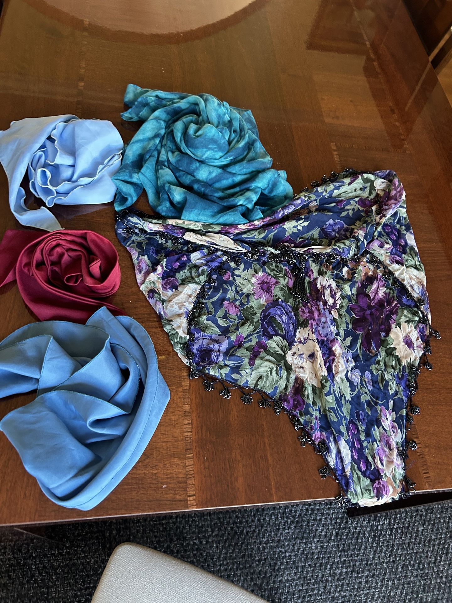 Scarf And Shawl Lot Of Five Vintage Items For Ladies