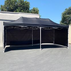 BRAND NEW $225 Heavy-Duty 10x20 ft Canopy w/ 4 Sidewalls, Outdoor Patio Pop Up Tent Gazebo with Carry Bag, Black