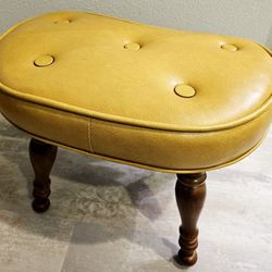 Vintage Gold Vinyl Kidney Shaped Footstool Hassock By Babcock Phillips