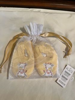 Brand New in Gift Bag Baby Infant Booties Neutral Yellow Giraffe