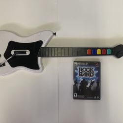 Red Octane Wireless White Guitar Hero Controller Playstation 2 PS2 Rock Band Bundle  NO DONGLE