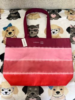 Clinique Ombre Pink to Red Satin Tote