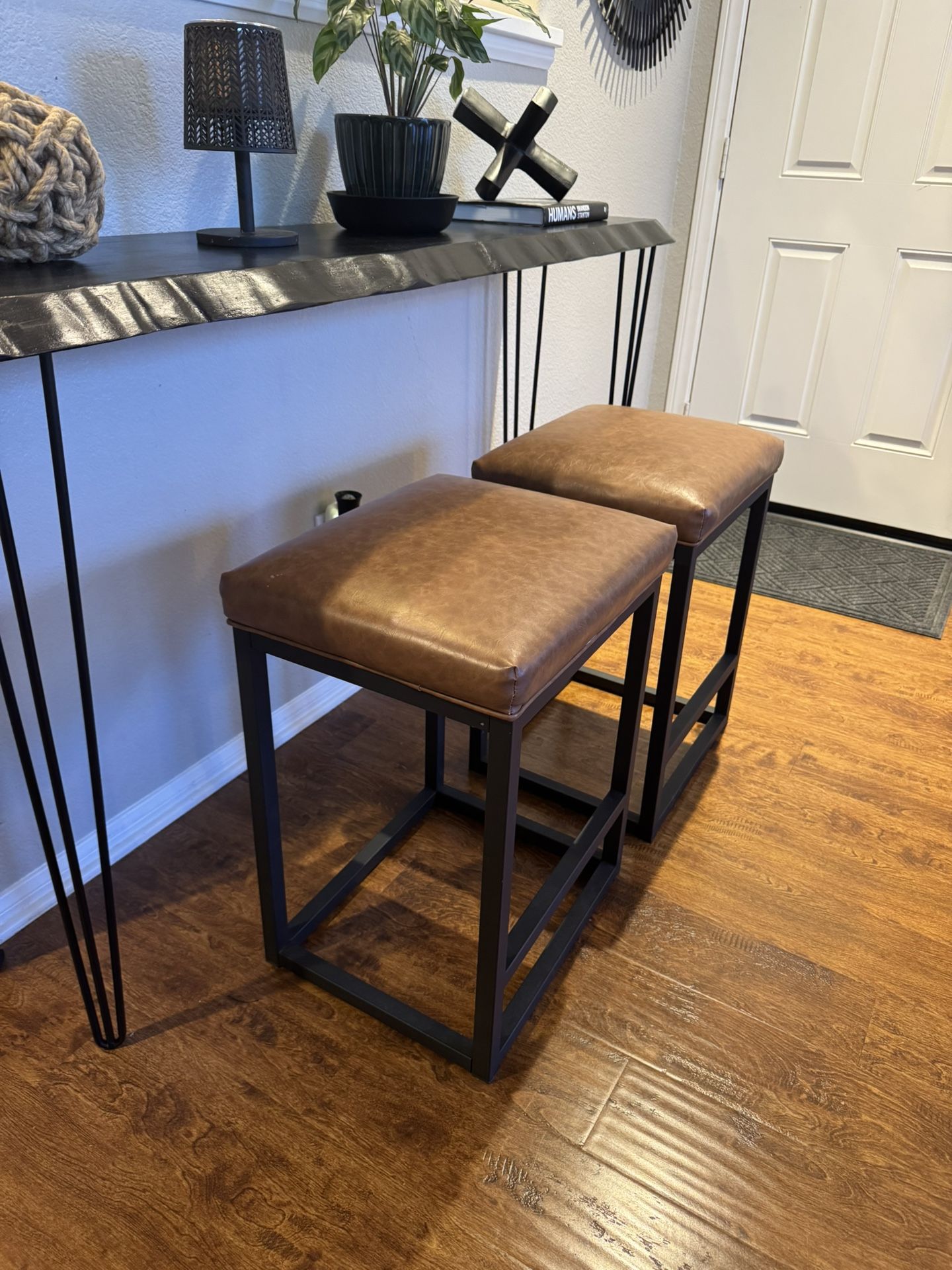 Industrial Style Faux Leather Stools