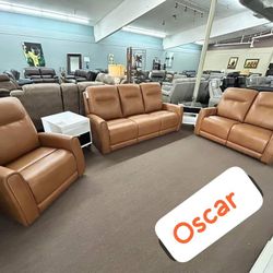$39 Down Financing or Cash  Real Leather Power Reclining Sofa and Loveseat Living Room Set