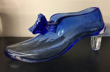 Shoe for decoration, empty inside new glass