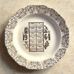 Vintage 1964 Decorative Calendar Plate