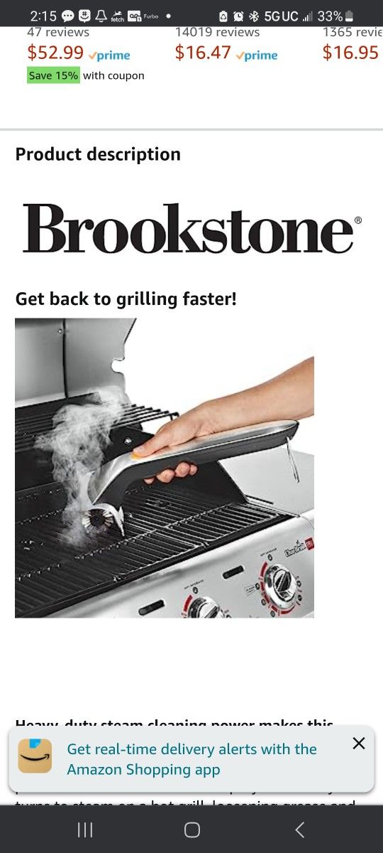 Brookstone Steam Cleaning Grill Brush Motorized