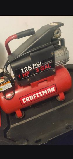 red Craftsman 125 PSI, 1 HP, 3-gallon portable air compressor