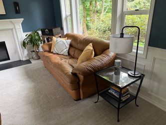 Tan Leather Sofa Couch and Loveseat