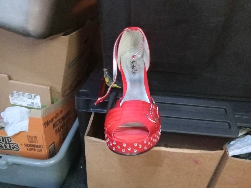 Red Satin Cristal Covered Pumps New