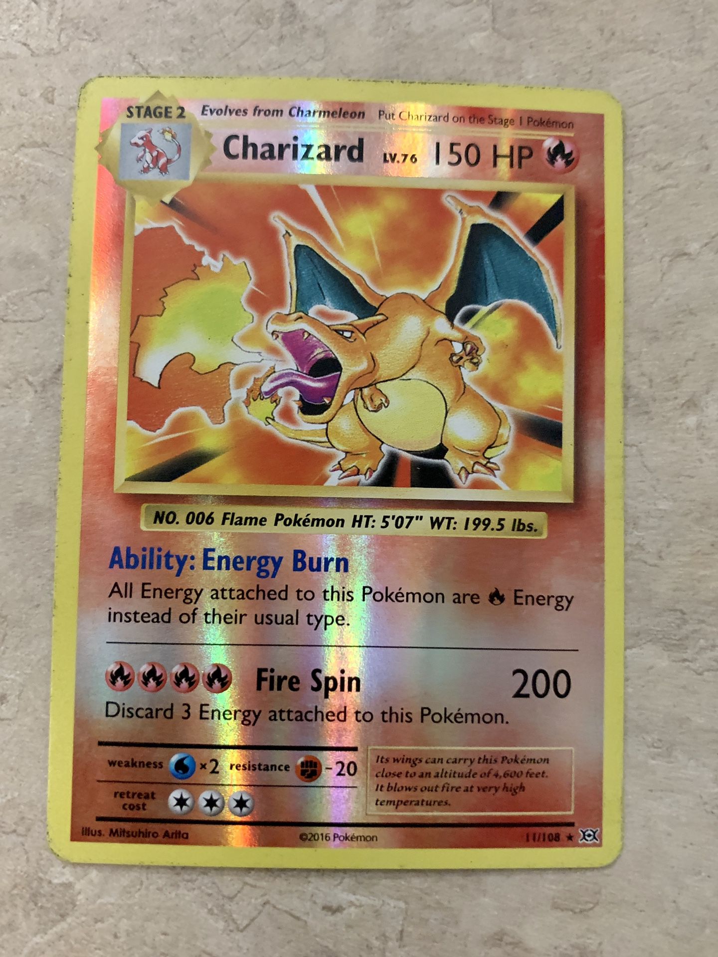 Pokemon XY Evolutions CHARIZARD Holo Near Mint 2016 Gift Collectable