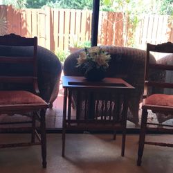 2 Antiques Chairs And A Magazine Table 