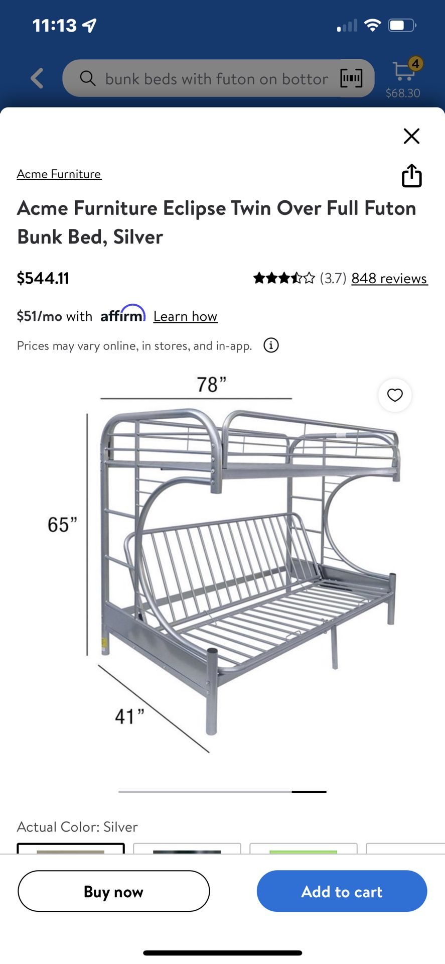 Bunk Bed, Futon Bottom Bunk Bed -Free $0