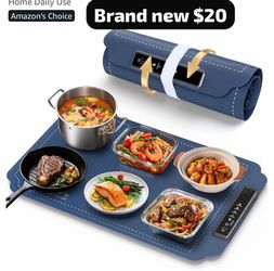 Warming Mat for Food, Food Warmer with 4 Level Adjustable Temperature, Full Surface Heating, Rollabl