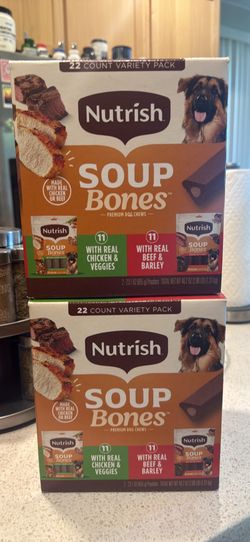 NEW Soup Bones Dog Food Chews Variety Pack, 22 Count (Pack of 2)