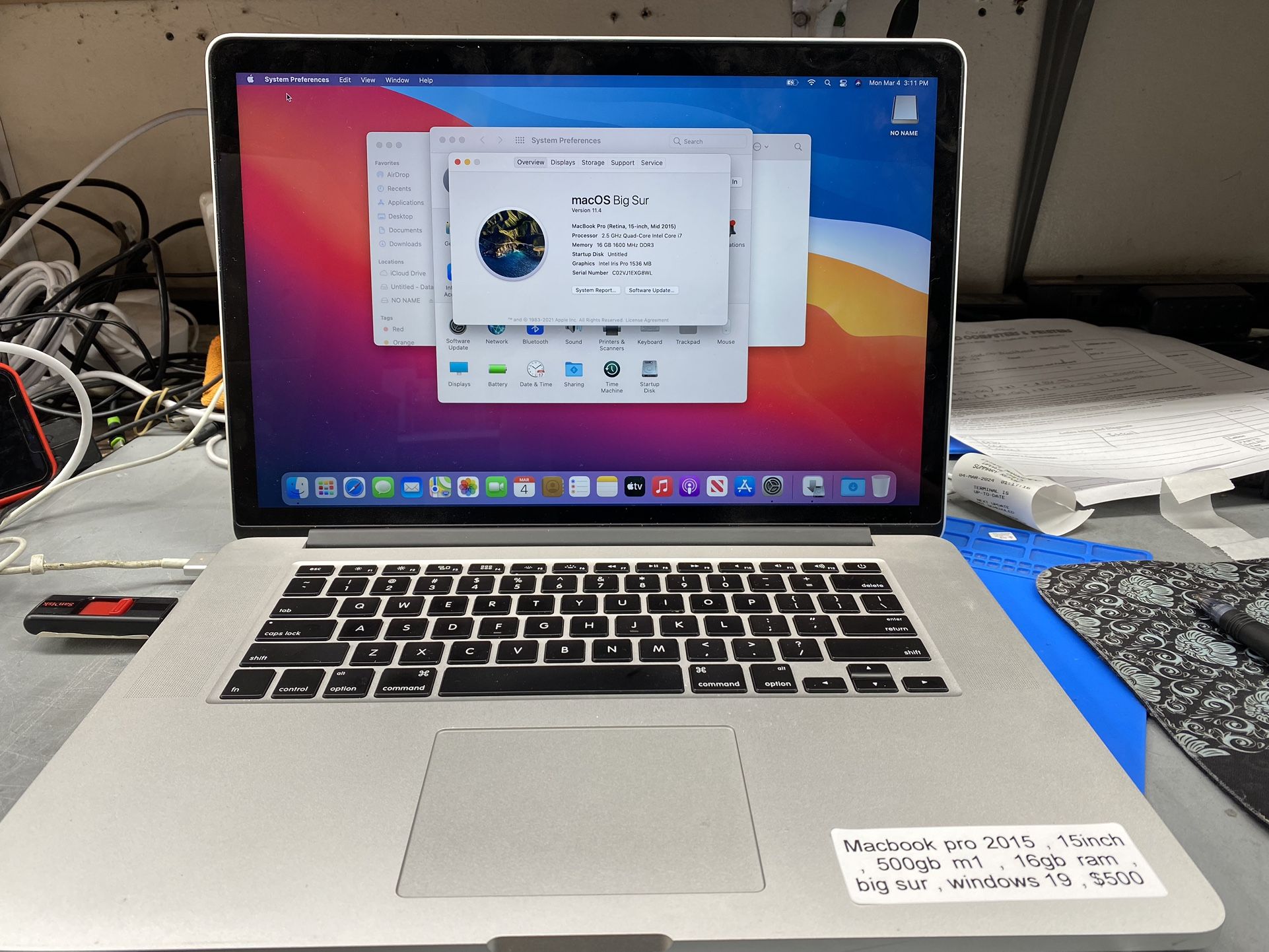 Macbook Pro 2015 , 15inch , 500GB , 16GB Ram , Macos BigSur , Office 2019 