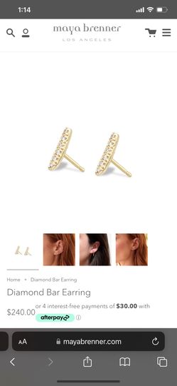 Maya Brenner Diamond Bar Earrings 14k Gold