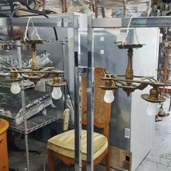 Vintage Art Deco Cast Aluminum Light Pair