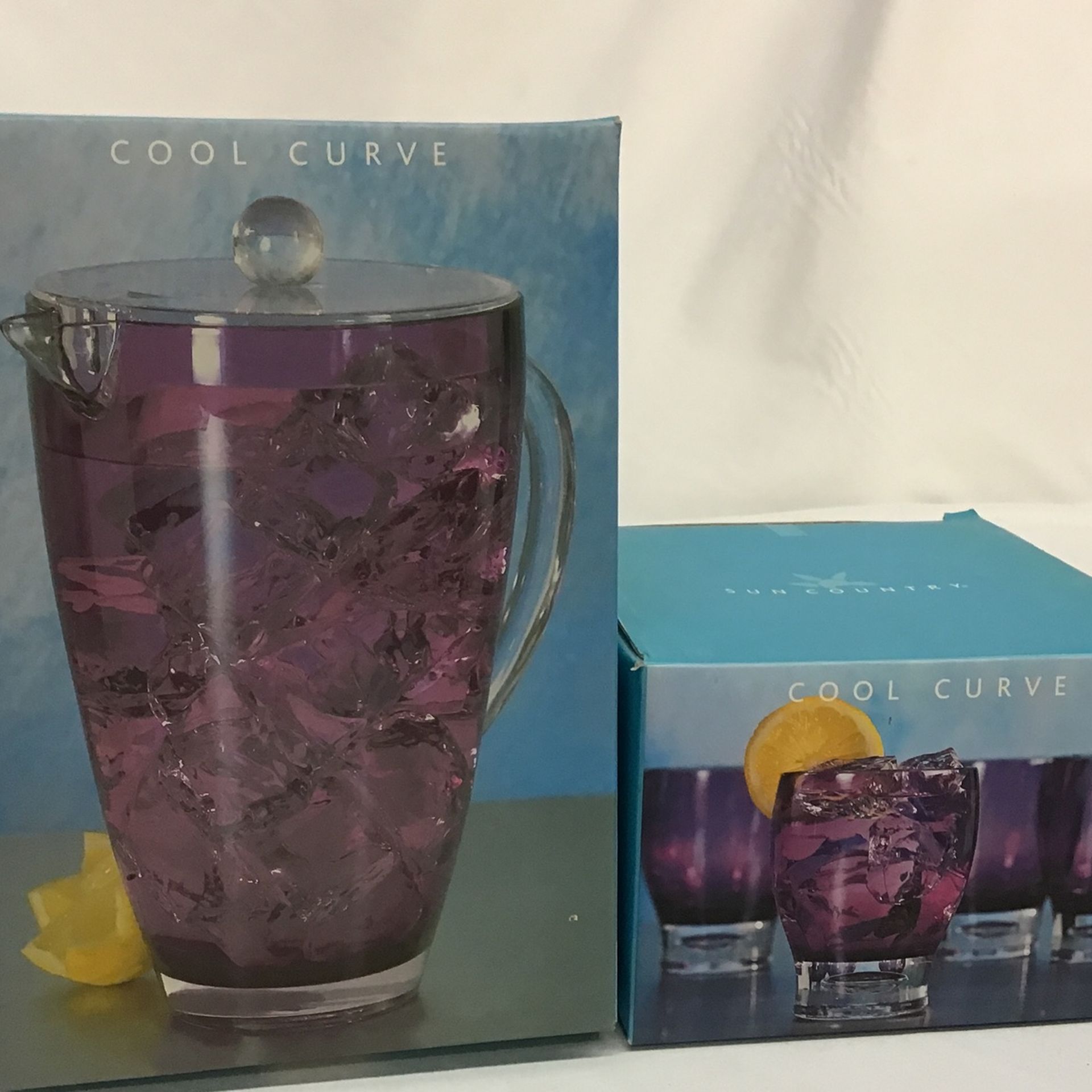 Sun Country Pitcher & 4 pcs double old fashion glasses