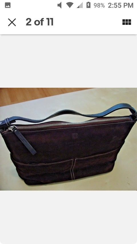 Kate Spade purse. Handbag. Brown Suede Leather Pocketbook. Made in ITALY. Designer Italian Leather Tote