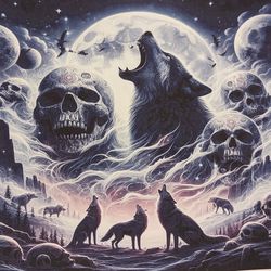 Wolves With Skulls Howling At The Moon Tumbler