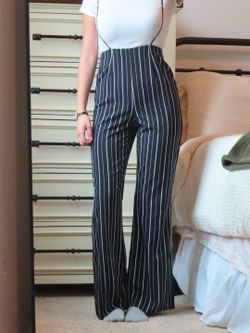 Windsor Black & White Pinstriped Wide-Leg Strappy Jumpsuit Romper XS