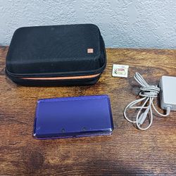 Nintendo 3DS Midnight Purpl ●Charger ●New Battery ●No Stylus ●Zelda Ocarina Game