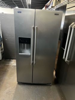 NEW OPEN BOX MAYTAG TWO DOOR REFRIGERATOR STAINLESS STEEL