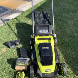 RYOBI LAWN MOWER 20” PUSH MOWER 40V 6Ah BATTERY INCLUDED 1 BATTERY AND 1 CHARGER READY TO USE 