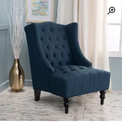 Wide Tufted Polyester Wingback Chair 27” X 28” X 37”