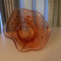 Handblown Glass Bowl Red Orange 