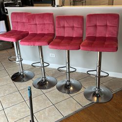 Pink Bar Stools Set Of (4)
