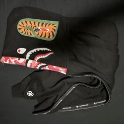 Black And Pink Double Hooded  Bape Hoodie 