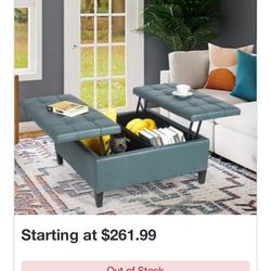 DOUBLE  ‘LIFT-TOP’ ~ Storage OTTOMAN / Coffee TABLE