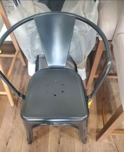 Modern Industrial Grey Finished Metal 4-Piece Dining Chair Set(New)