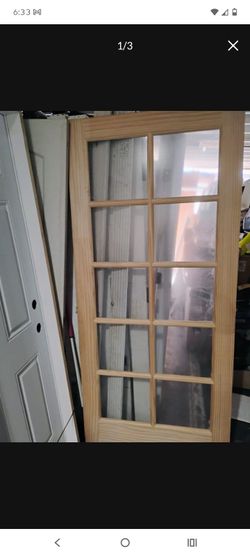36x80 solid wood single french door available now, some scratches