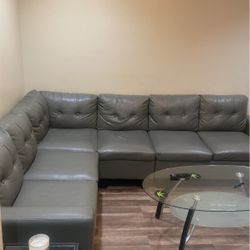 Gray Sectional (Leather)