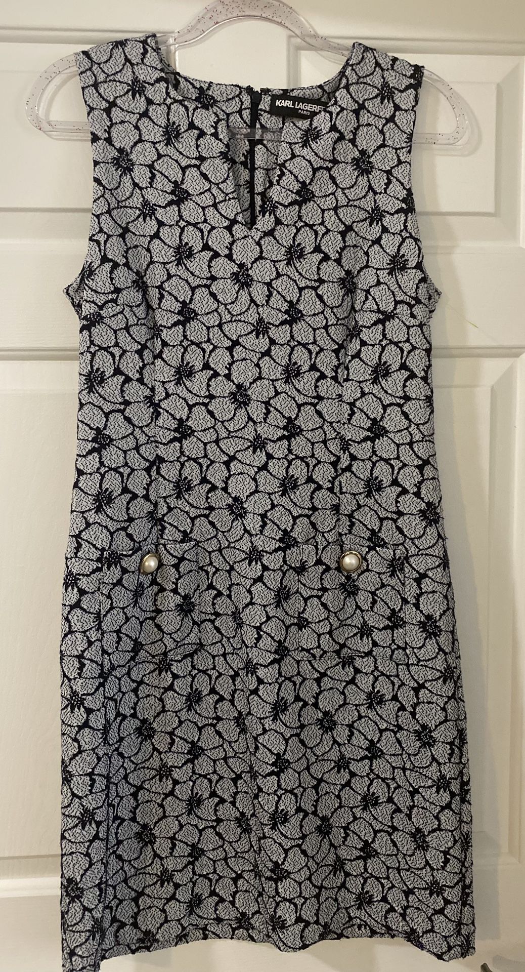 Karl Lagerfeld Navy Blue Blossom Dress Print. Size 8