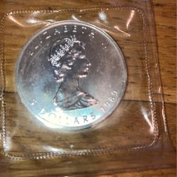 1989 Canadian $5 Elizabeth II Silver Coin